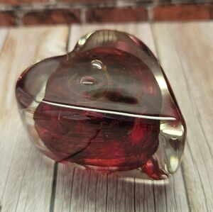 Elegant Art Glass Heart Sculpture Paperweight Artist Signed